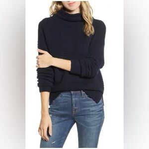 Madewell Belmont Mock Neck Sweater, Navy, Size Large